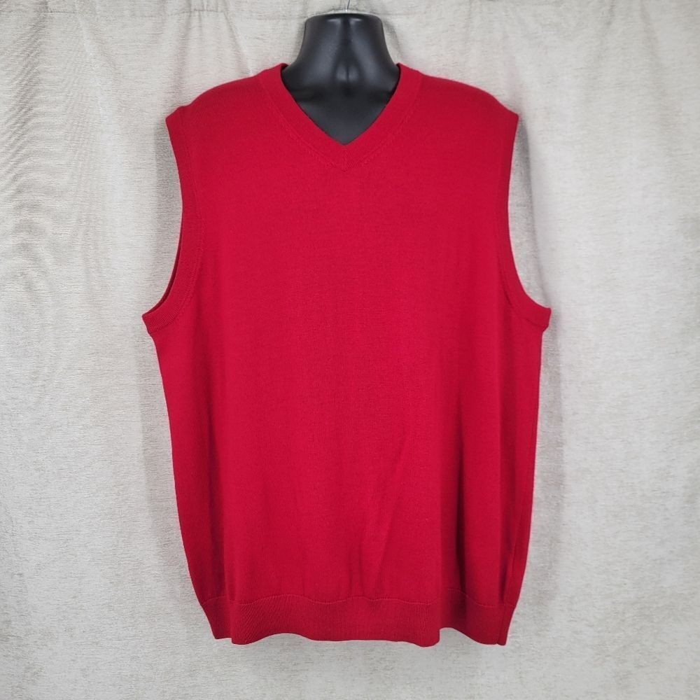 Turnbury Merino Wool Men's Red V-Neck Sweater Vest Big & Tall 3XT